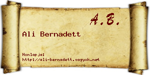 Ali Bernadett névjegykártya