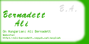 bernadett ali business card